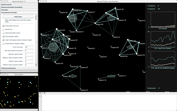 The complete interface of the visualization client, including the simulation window.