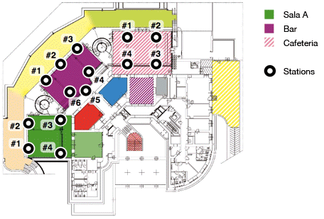 Map of the placement of the stations in Villa Gualino.