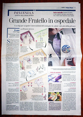 Page with article on Hospital experiment in newspaper La Stampa, 17 nov 2009