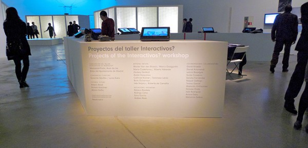Photograph of the space in the exhibition where the workshop projects were presented.